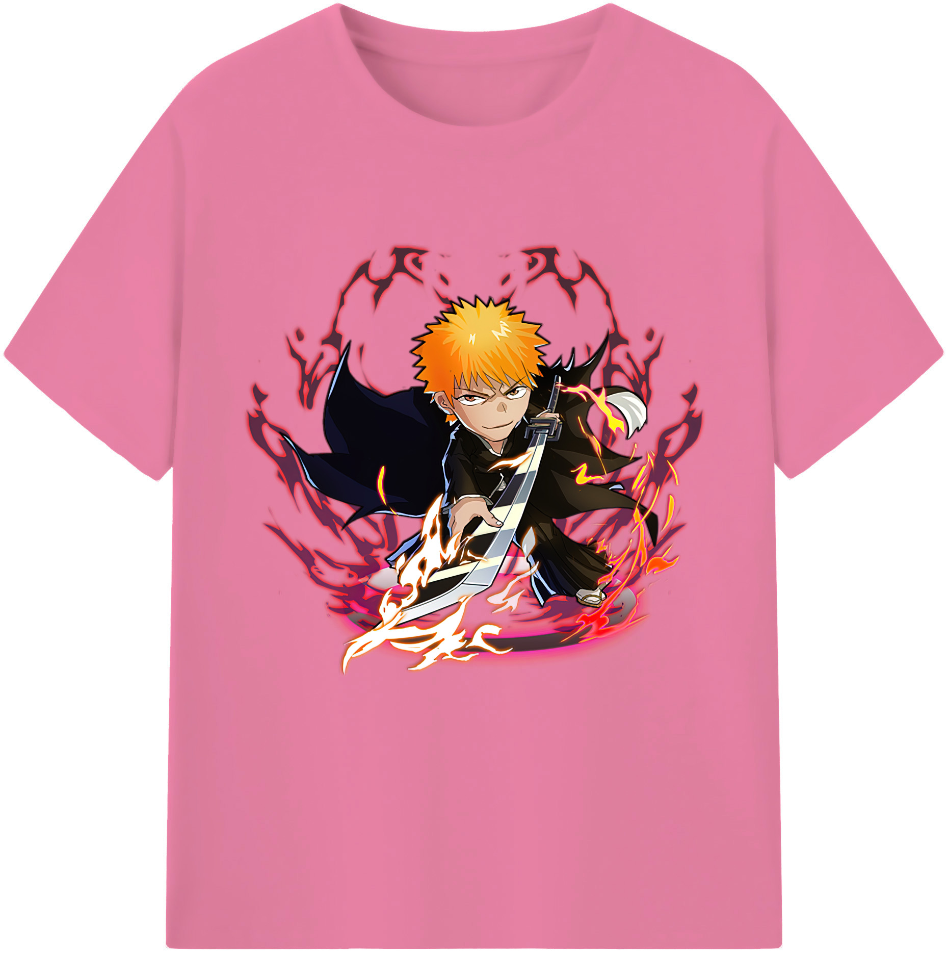 （画像用） ブリーチ 黒崎一護（くろさき いちご）BLEACH Kurosaki Ichigo 綿100％半袖Tシャツ（フロントプリント）